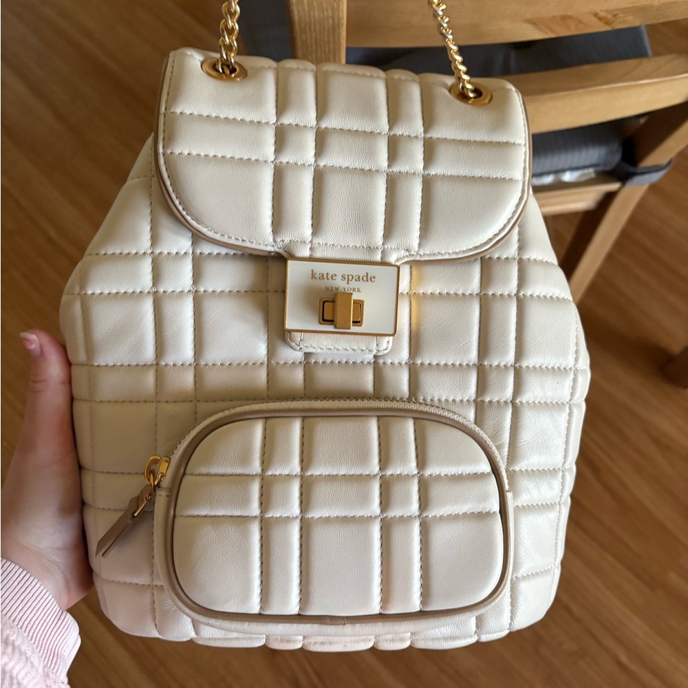 Kate Spade Ivory Quilted Backpack